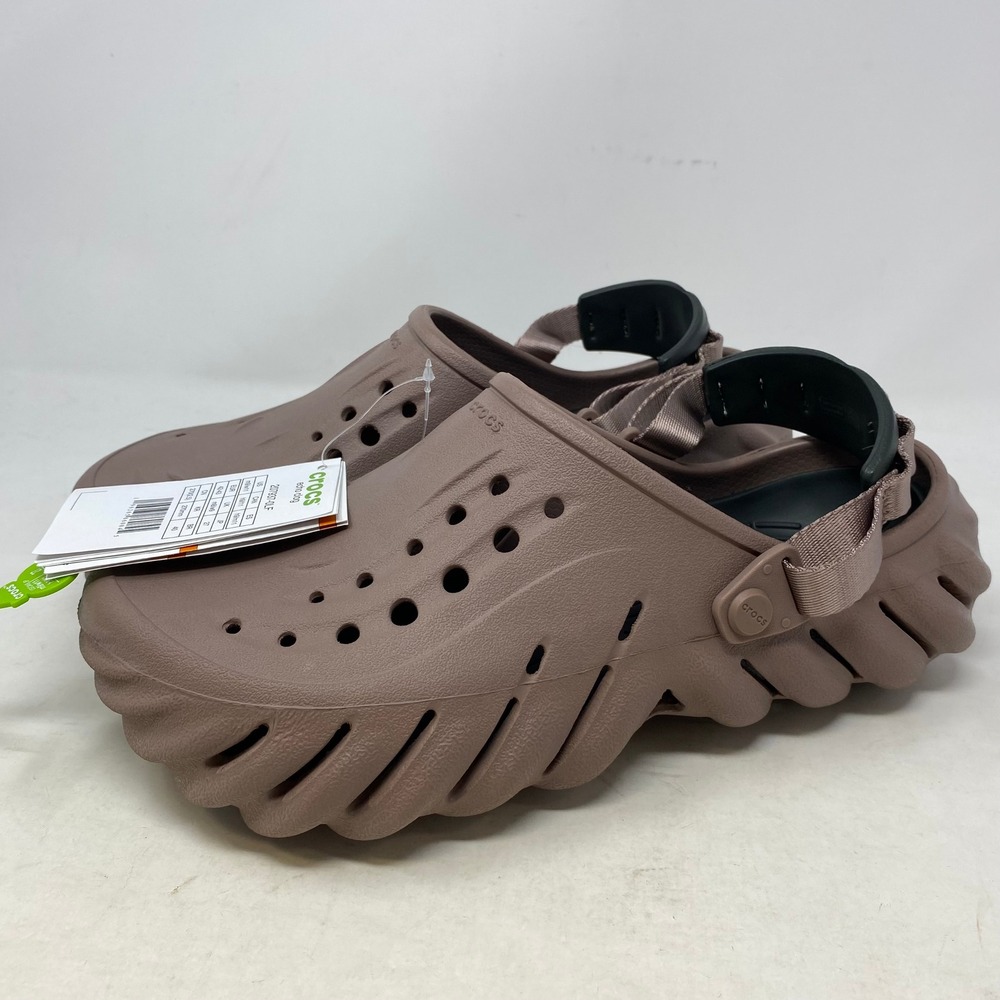 Crocs Echo Clog Mushroom Brown Mens 9 Womens 11 Sporty Slip On 207937-0LF NEW